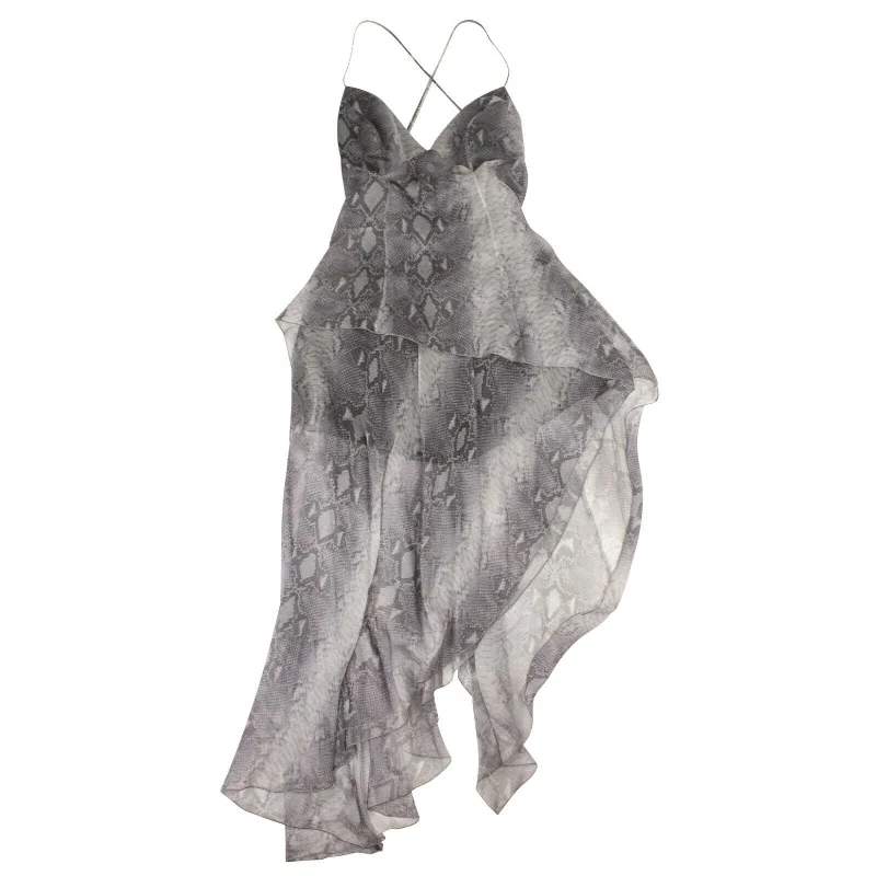 Amiri Silk Snake Print Long Dress - Gray Turtleneck Warm Winter