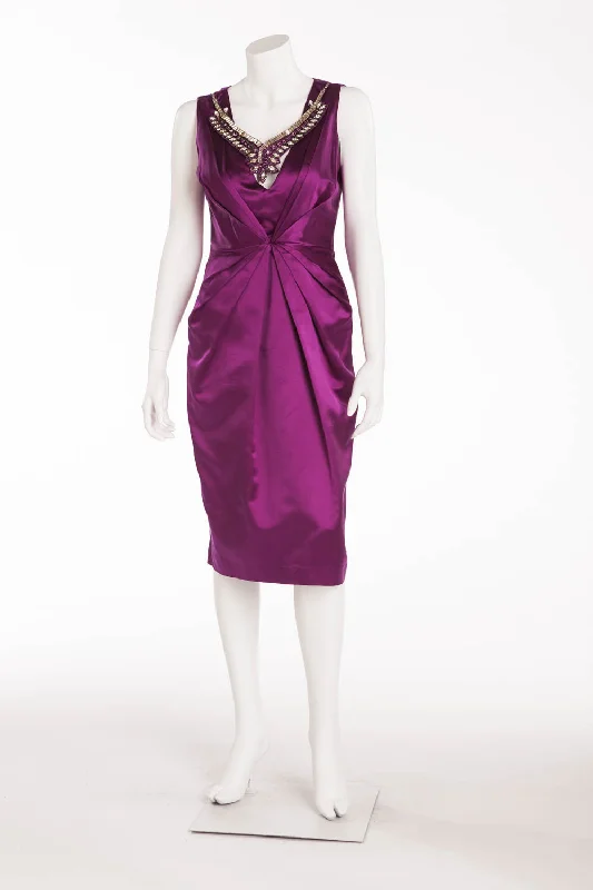 Blumarine - Purple Silk Dress With Necklace - IT 42 Tunics New arrival