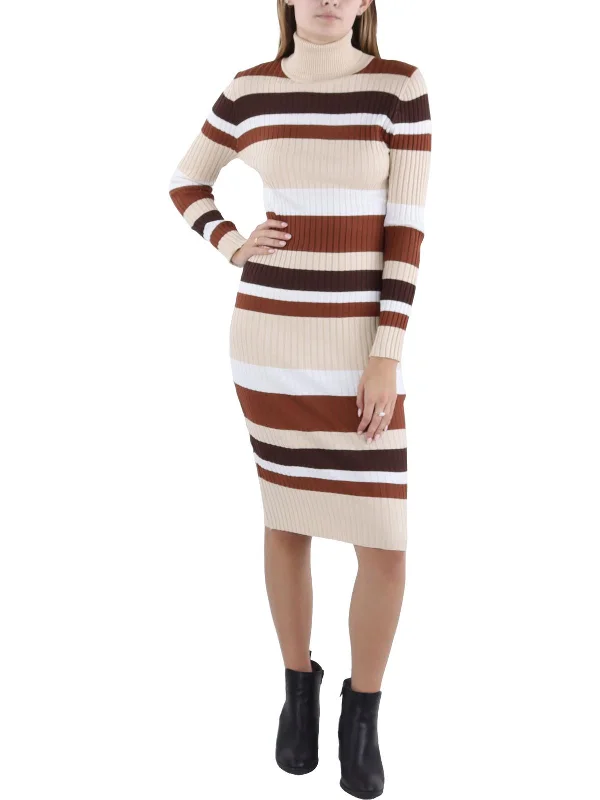 Juniors Womens Striped Knee Sweaterdress Soft Cozy Warm