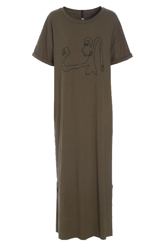 LONG DRESS WITH PRINT - 98038 - BARK Tunics Bridal satin