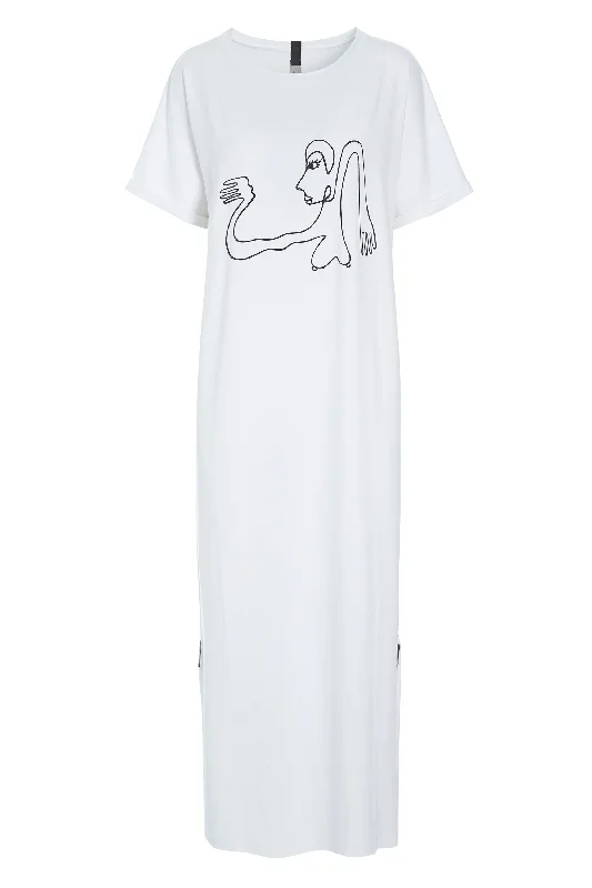 LONG DRESS WITH PRINT - 98038 - WHITE Tunics Formal black
