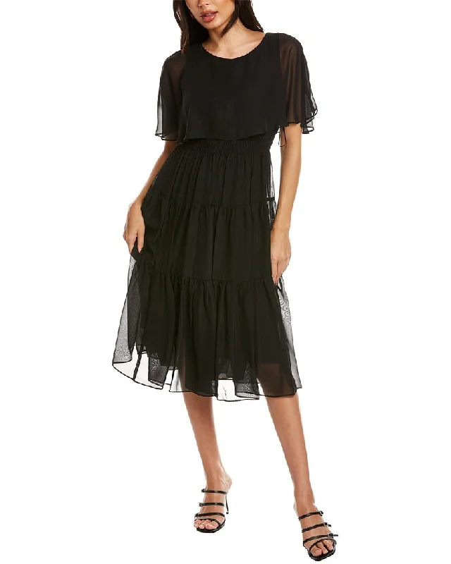 MAISON TARA Cape Midi Dress Tunics Velvet soft