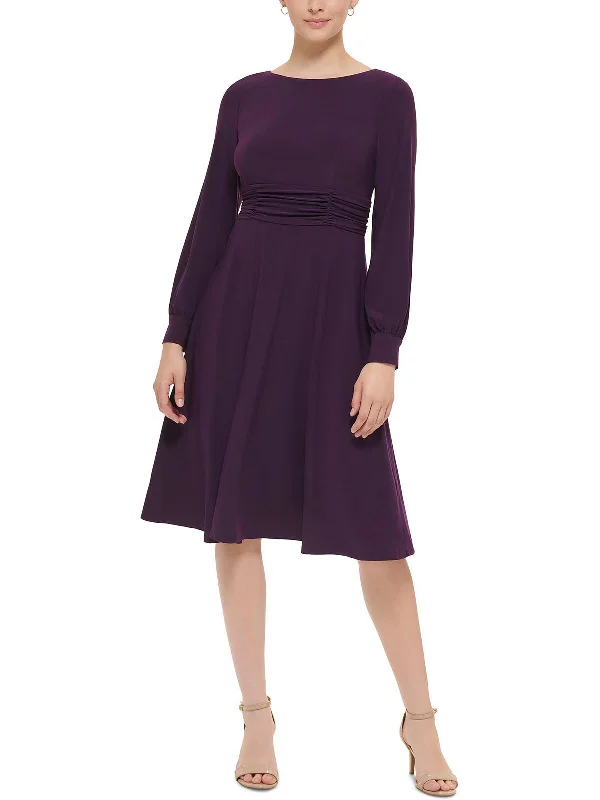 Petites Womens Ruched Waist Knee Wear to Work Dress Tunics Business professional