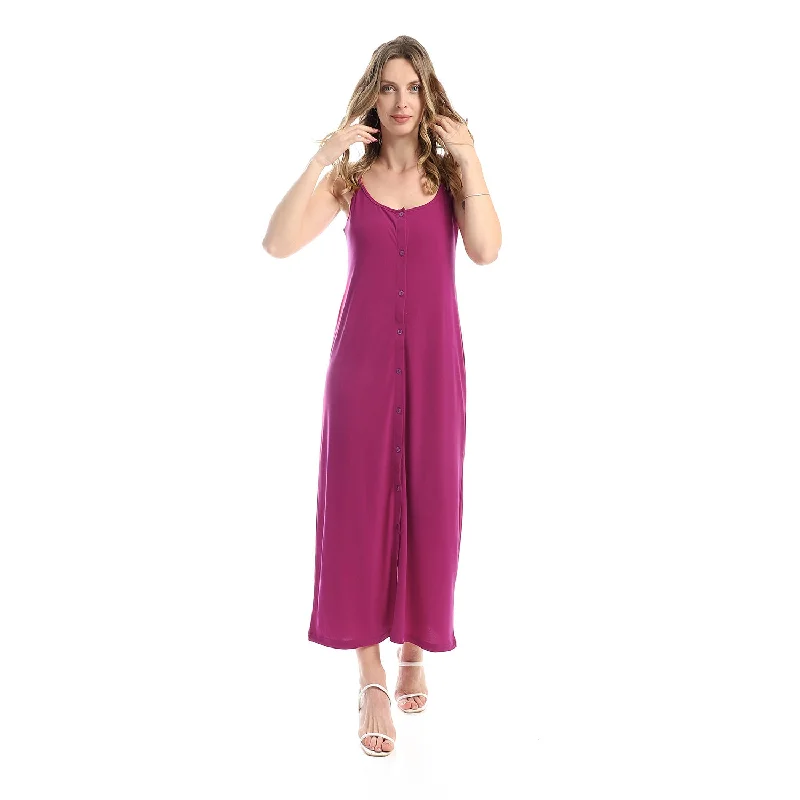 Plain Buttoned Down Long Dress - Eezeey Tunics Versatile functional