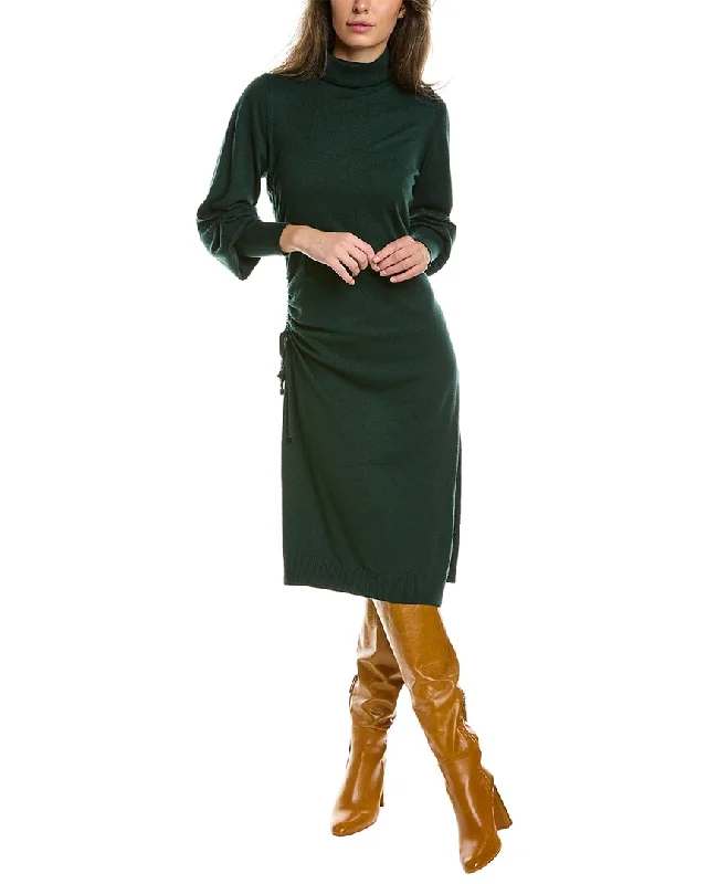 Ted Baker Aavvaa Wool-Blend Sweaterdress Real Fur Shearling Chenille