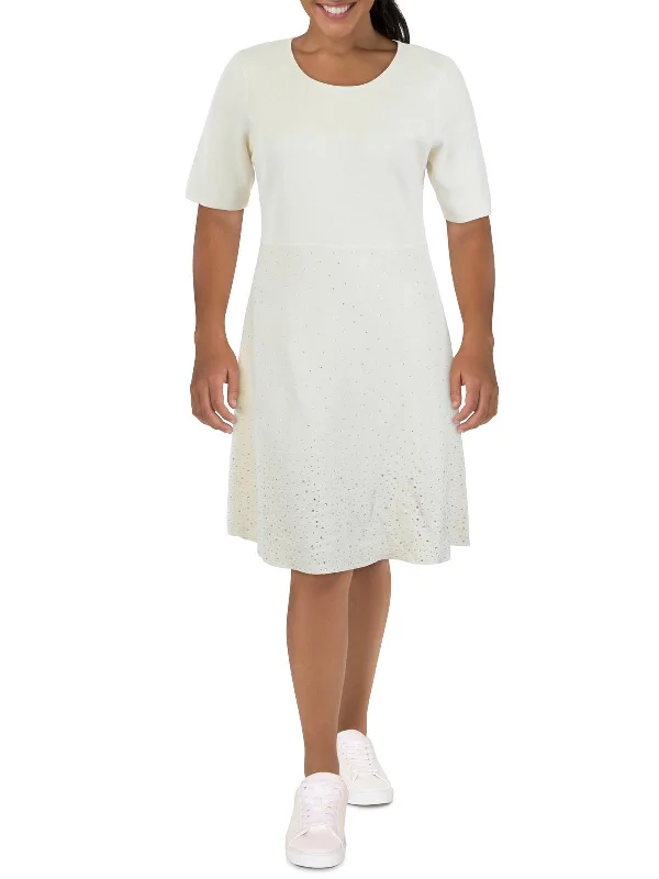 Womens A-Line Knit Sweaterdress Layered Multi-layer Single Layer