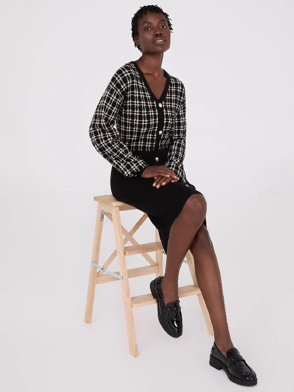 Colour Block V-Neck Sweater Dress Chenille Brocade Lace