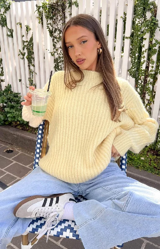 Ace Yellow Oversized Sweater Graphic Sweater Embroidered Appliqued