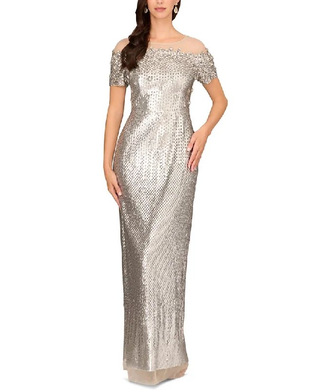 Aidan Mattox Fully Beaded Long Dress Elegant Long Evening