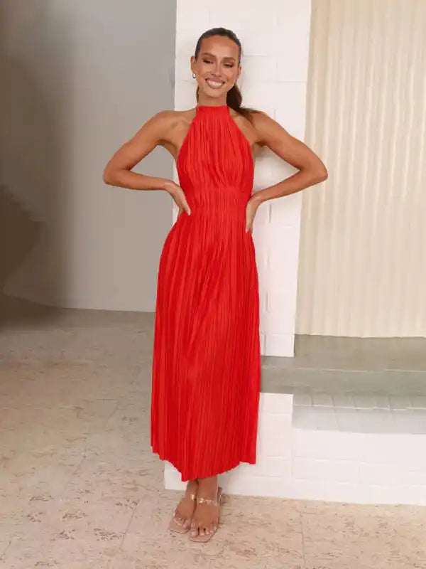 Fashionable Fresh Off-Shoulder Halterneck Strappy Personalized Backless Long Dress Tunics Winter warm Fashionable Fresh Off-Shoulder Halterneck Strappy Personalized Backless Long Dress Tunics Winter warm