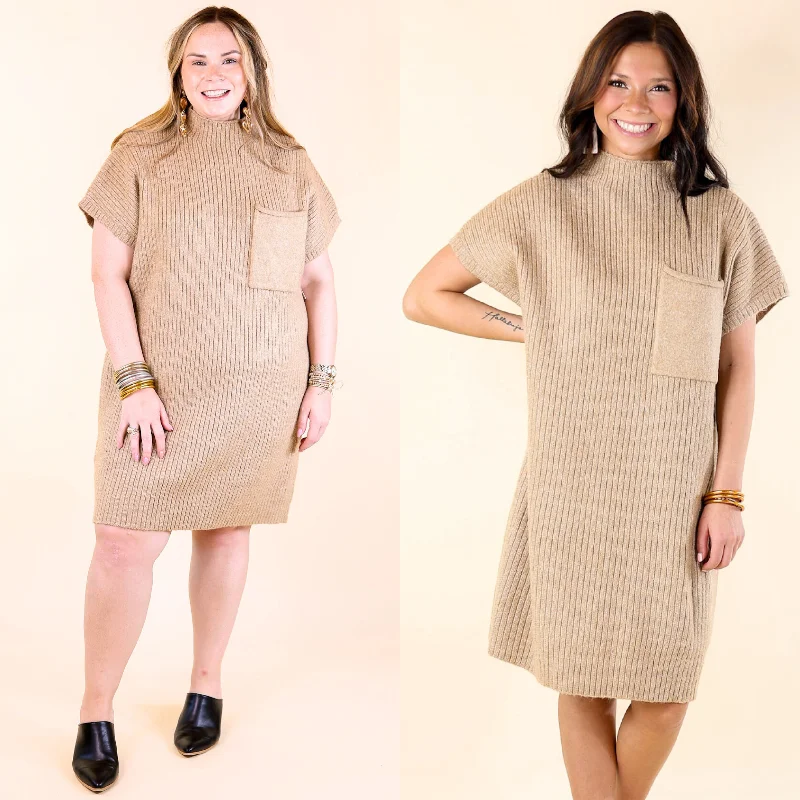 City Sights Cap Sleeve Sweater Dress in Oatmeal Beige Hooded Sweater Collared Sweater Shawl Collar City Sights Cap Sleeve Sweater Dress in Oatmeal Beige Hooded Sweater Collared Sweater Shawl Collar
