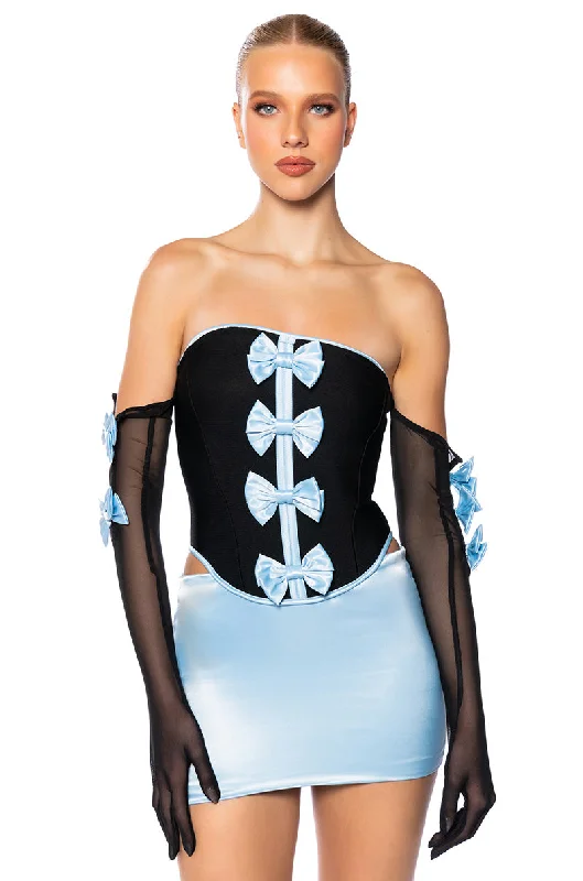 DREA BANDAGE CORSET DETAIL DRESS WITH GLOVES Tunics Stylish elegant