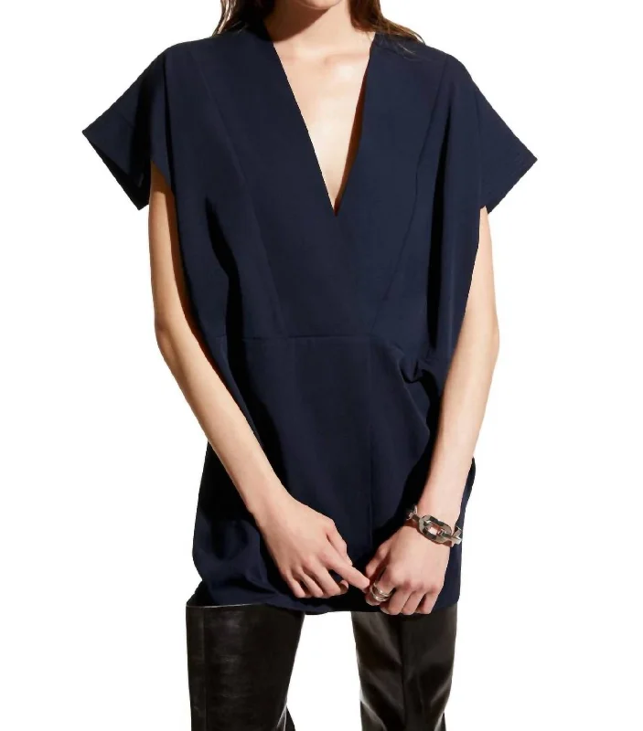 Gabrielle Kimono Style Tunic Dress In Midnight Blue Floral Print girly
