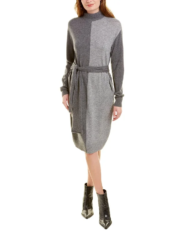 Halston Bria Turtleneck Wool & Cashmere-Blend Sweaterdress Collared Crew Neck Turtle Neck