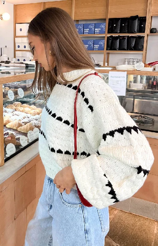 Holly White Heart Stripe Sweater Boxy Sweater Fitted Sweater A-Line