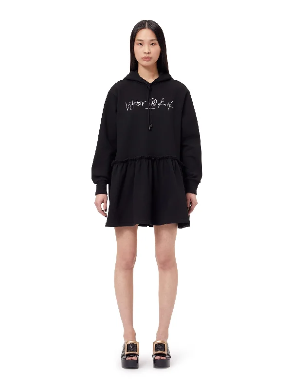 HOODIE SWEATER DRESS Satin Blend Silk Blend Wool Blend