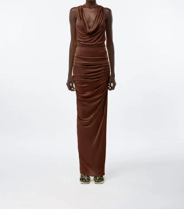 Ina Long Dress In Chocolate A-Line Day Work