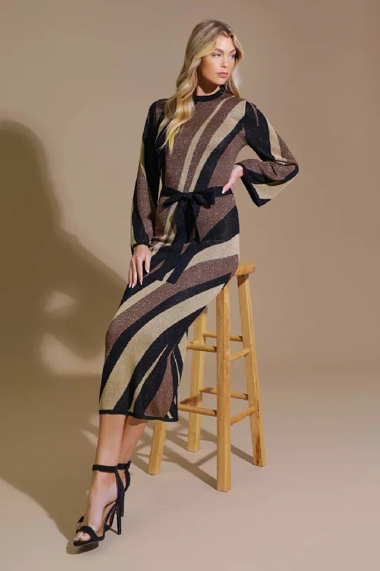 PUT ON A SMILE MIDI SWEATER DRESS Transparent Opaque Sheer