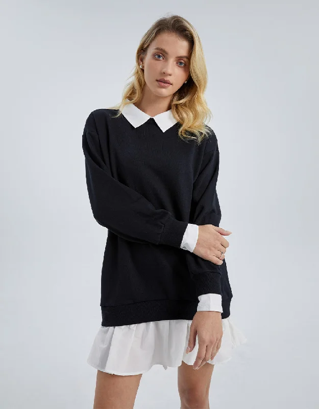 Faux Sweater Shirt Dress Spandex Blend Rayon Blend Denim Blend