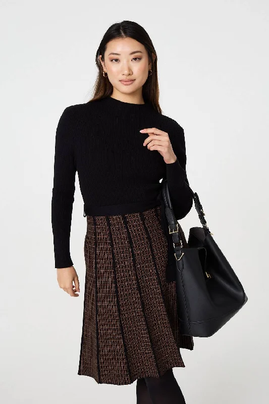 Geo Print Tie Waist Pleated Midi Jumper Dress Tunics Silk luxurious