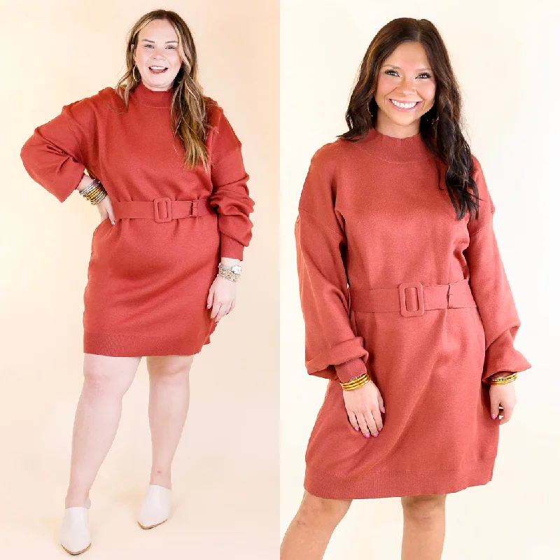 Luxurious Life Sweater Dress with Belt in Rust Red Wool Sweater Cotton Sweater Cashmere Sweater Luxurious Life Sweater Dress with Belt in Rust Red Wool Sweater Cotton Sweater Cashmere Sweater