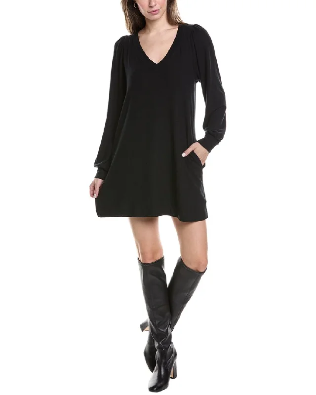 Michael Stars Trisha V-Neck Swing Sweaterdress Neon Metallic Matte
