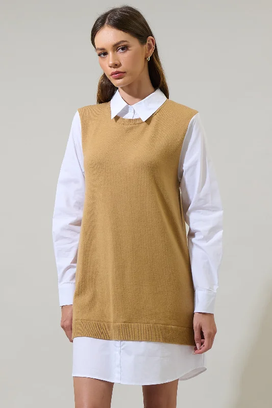 Milford Mariela Sweater Vest and Poplin Dress Soft Cozy Warm