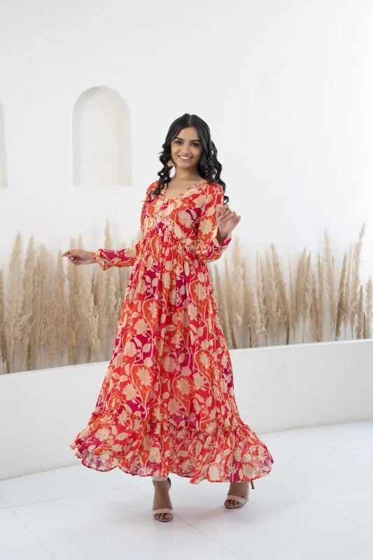 Women’s Floral Printed Long Dress by Myshka- 1 pc set Tunics Practical durable
