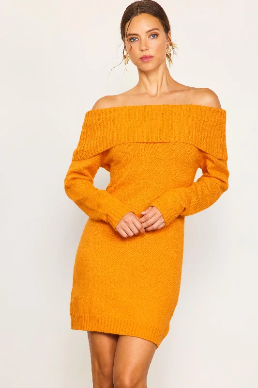 Off Shoulder Mini Sweater Dress Embroidered Appliqued Beaded