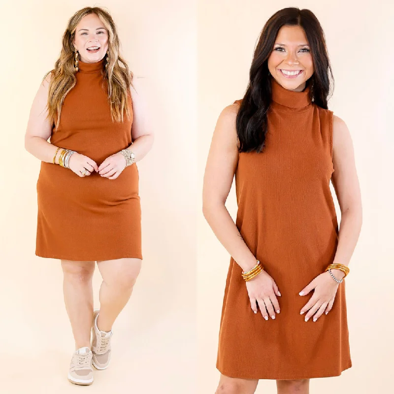 One Love Tank Sweater Dress with Turtle Neck in Rust Orange Slim Fit Regular Fit Oversized One Love Tank Sweater Dress with Turtle Neck in Rust Orange Slim Fit Regular Fit Oversized