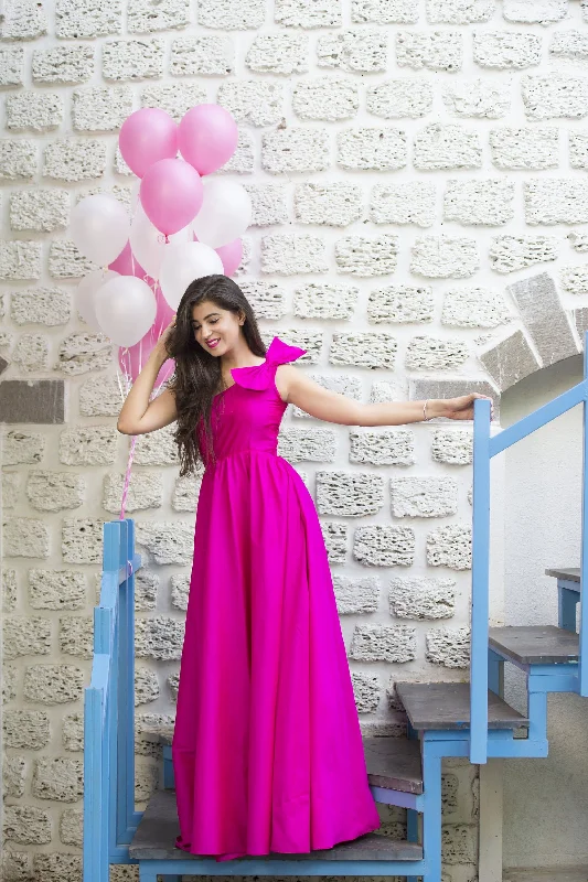 Women's Pink Bow Long Dress (1pc) - Label Shaurya Sanadhya Tunics Practical easy-care Women's Pink Bow Long Dress (1pc) - Label Shaurya Sanadhya Tunics Practical easy-care