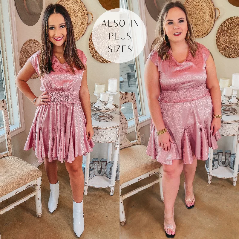 Last Chance Size 2XL & 3XL | Chardonnay Sips Metallic Dotted Satin Dress with Smocked Waist in Pink Tunics Essential wardrobe Last Chance Size 2XL & 3XL | Chardonnay Sips Metallic Dotted Satin Dress with Smocked Waist in Pink Tunics Essential wardrobe