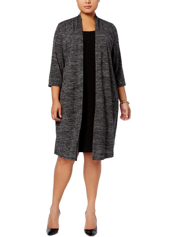 Plus Womens Knit Knee-Length Sweaterdress Iron Safe Non-Iron Wrinkle Free