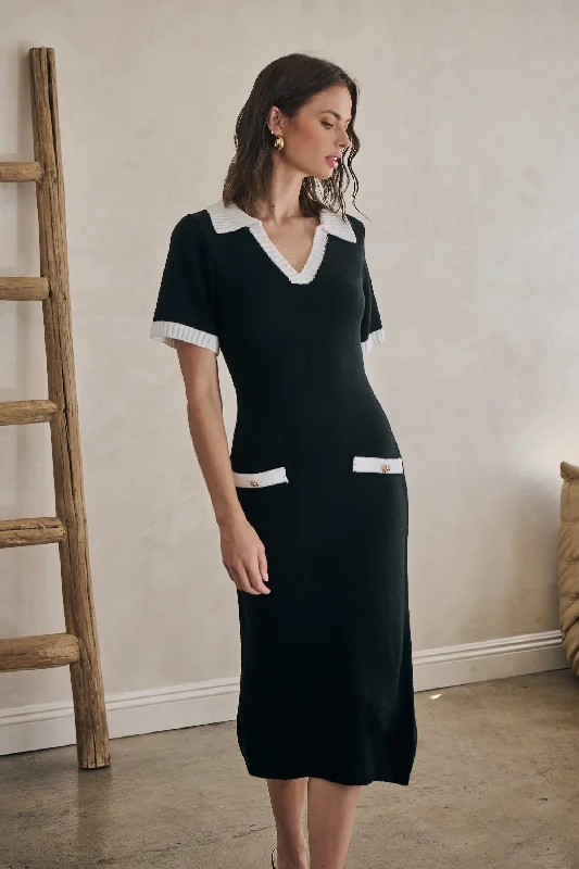 Rison Collared Midi Sweater Dress Anti-Pilling Anti-Shrink Durable