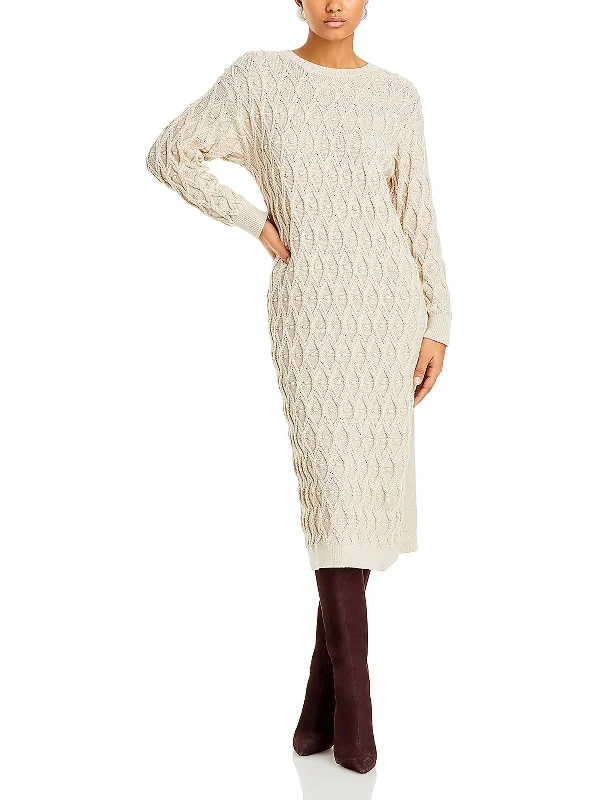 Ruby Womens Textured Midi Sweaterdress Bright Pastel Dark