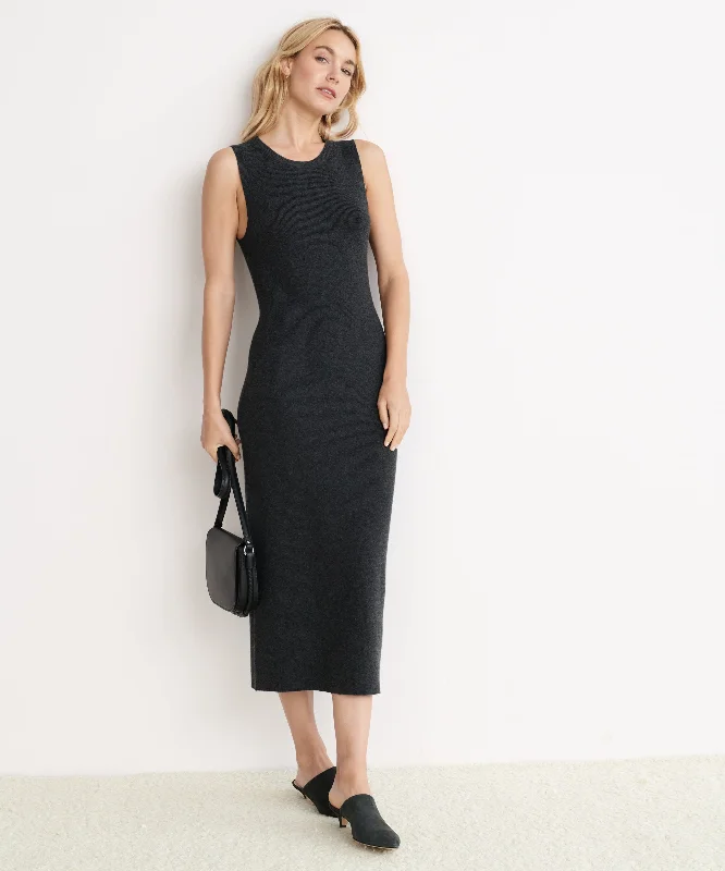 Sleeveless Sweater Dress Satin Blend Silk Blend Wool Blend