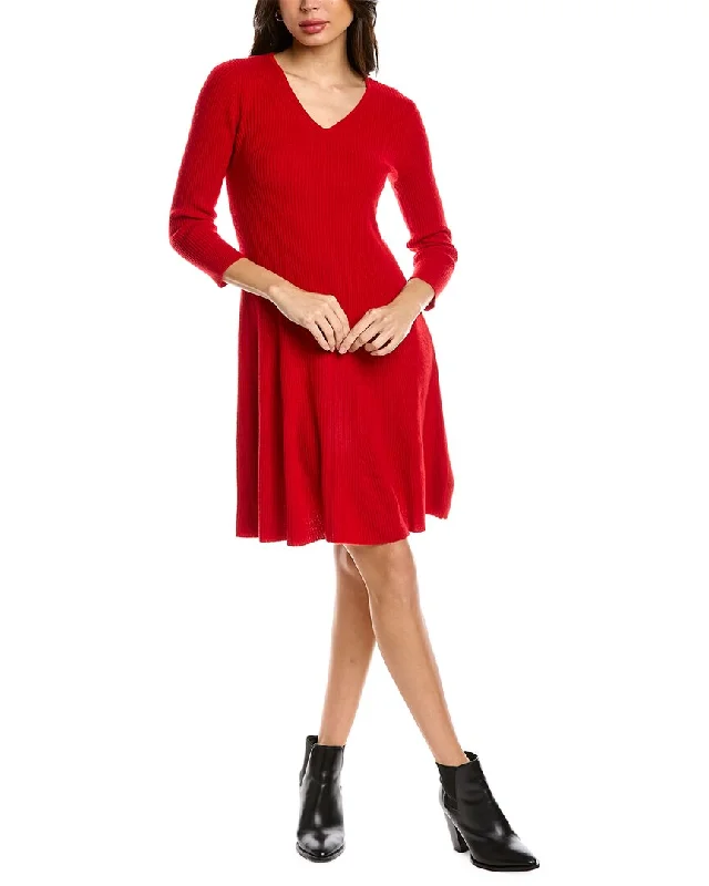 sofiacashmere A-Line Cashmere Sweaterdress Chenille Blend Fleece Blend Nylon Blend