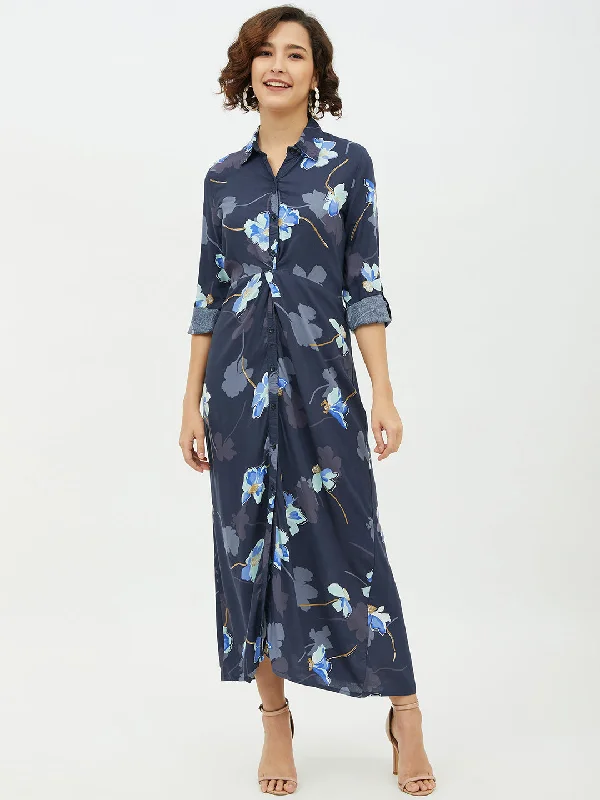 Women's Floral Print Cotton Long Dress - StyleStone Tunics Floral girly