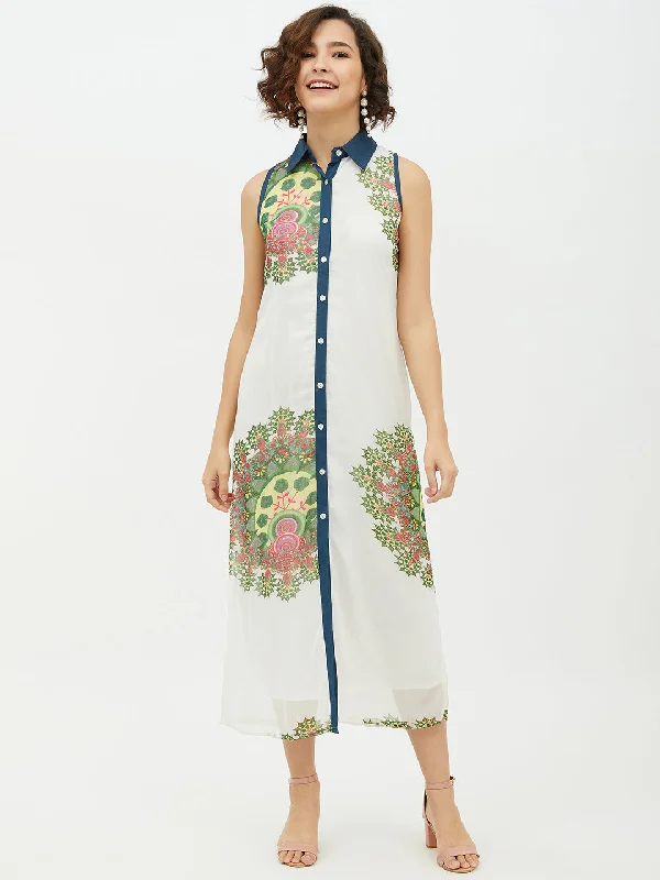 Women's Polyester Georgette Floral Printed Long Dress - StyleStone Tunics Distressed trendy Women's Polyester Georgette Floral Printed Long Dress - StyleStone Tunics Distressed trendy