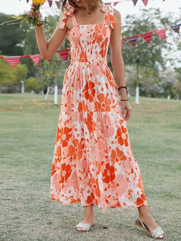 Women’s Sling Floral Resort Long Dress Tunics Prom sequined