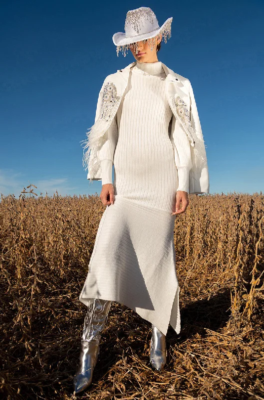 TOPAZ LONG SLEEVE TURTLENECK SWEATER DRESS Chenille Blend Fleece Blend Nylon Blend