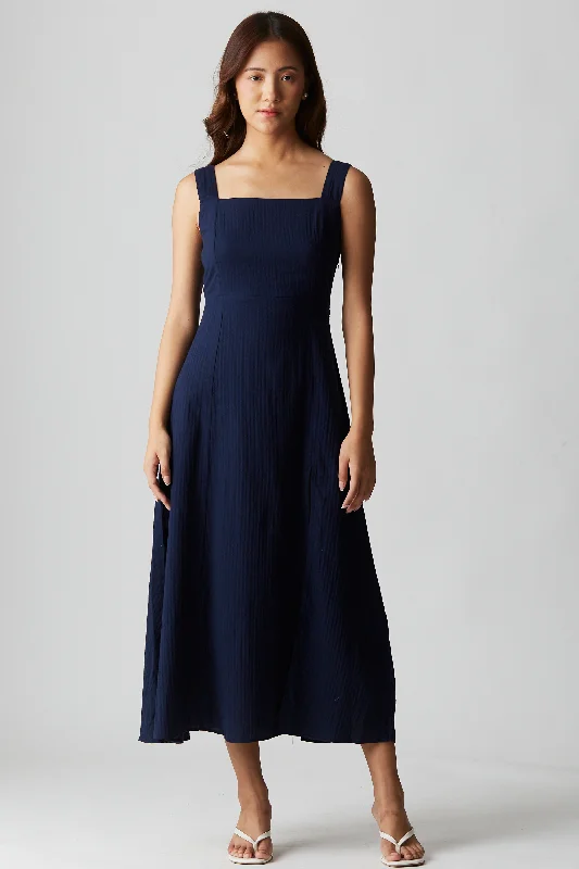 Twilight Dress- Midnight Navy Crew Neckline Sporty