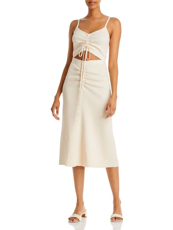 Womens Cut-Out Midi Sweaterdress Spandex Rayon Corduroy