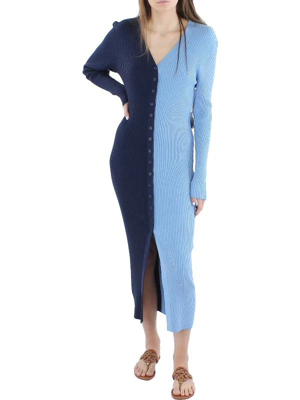 Womens Knit Ribbed Sweaterdress Chenille Blend Fleece Blend Nylon Blend