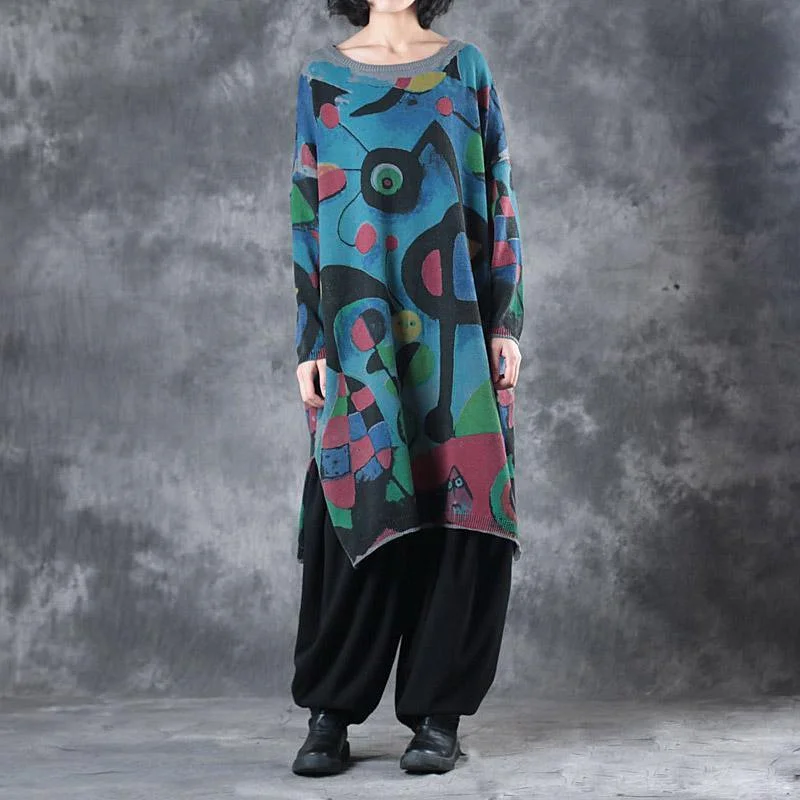 2017 blue cartoon print sweaters plus size o neck pullover sweater 2017 winter dresses Wide Sleeve Pullover 2017 blue cartoon print sweaters plus size o neck pullover sweater 2017 winter dresses Wide Sleeve Pullover