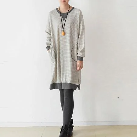 2017 fall cute striped casual cotton pullover dresses plus size asymmetric mid dress Solo Sleeve Pullover 2017 fall cute striped casual cotton pullover dresses plus size asymmetric mid dress Solo Sleeve Pullover