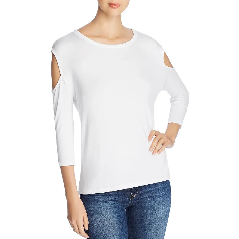 Alison Andrews Womens Scoop Neck Cold Shoulder T-Shirt Anti-Shrink Durable Soft