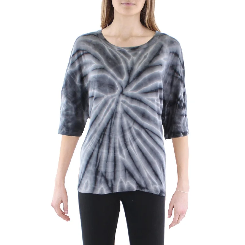 Anthropologie Maronie Womens Tie Dye Knit T-Shirt Collared Crew Neck Turtle Neck