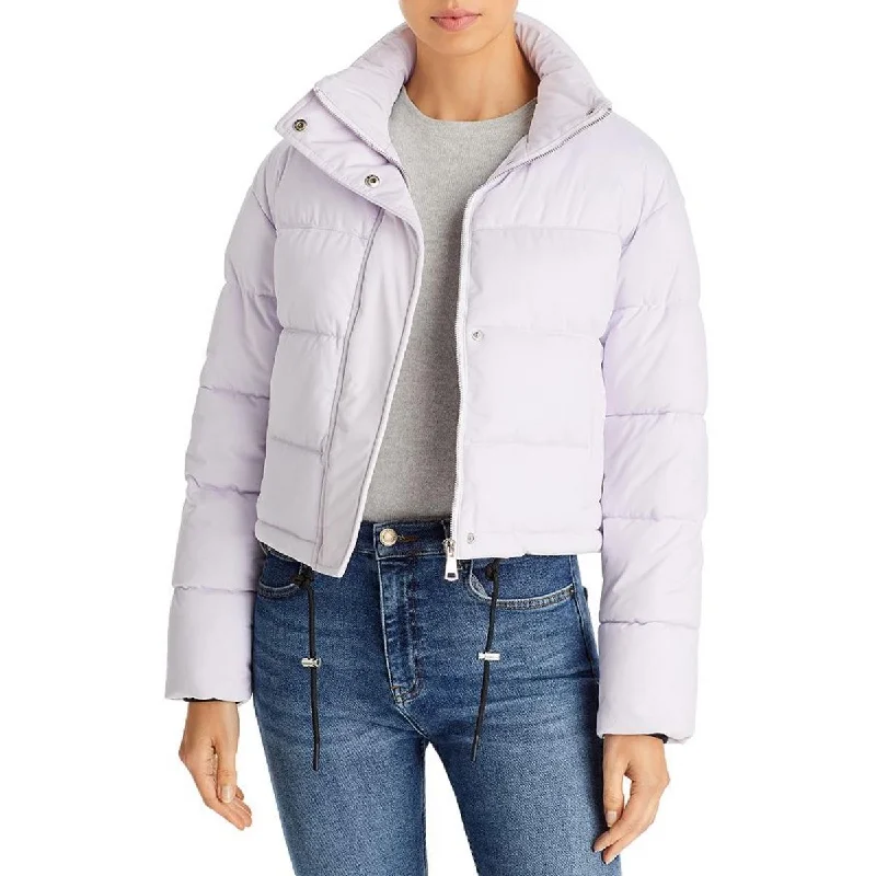 Aqua Womens Quilted Short Puffer Jacket Knit Jacket Woven Jacket Fleece Jacket