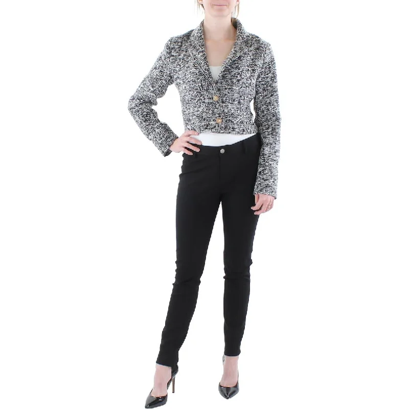 Aqua Womens Wool Tweed Two-Button Blazer Women's Boutique Suit